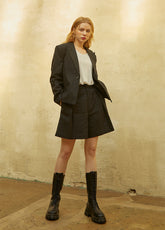 Tailored Linen Blazer with Notched Lapel